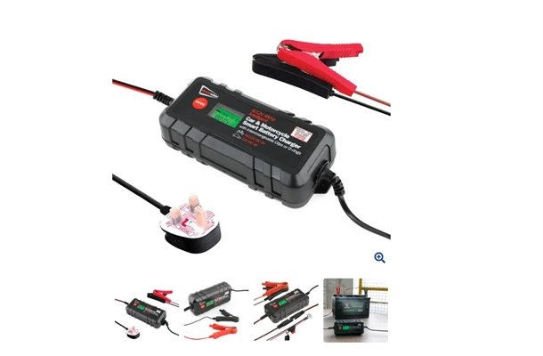 Streetwize 4 Amp 6/12V Smart Battery Charger with Clamps and O Ring 